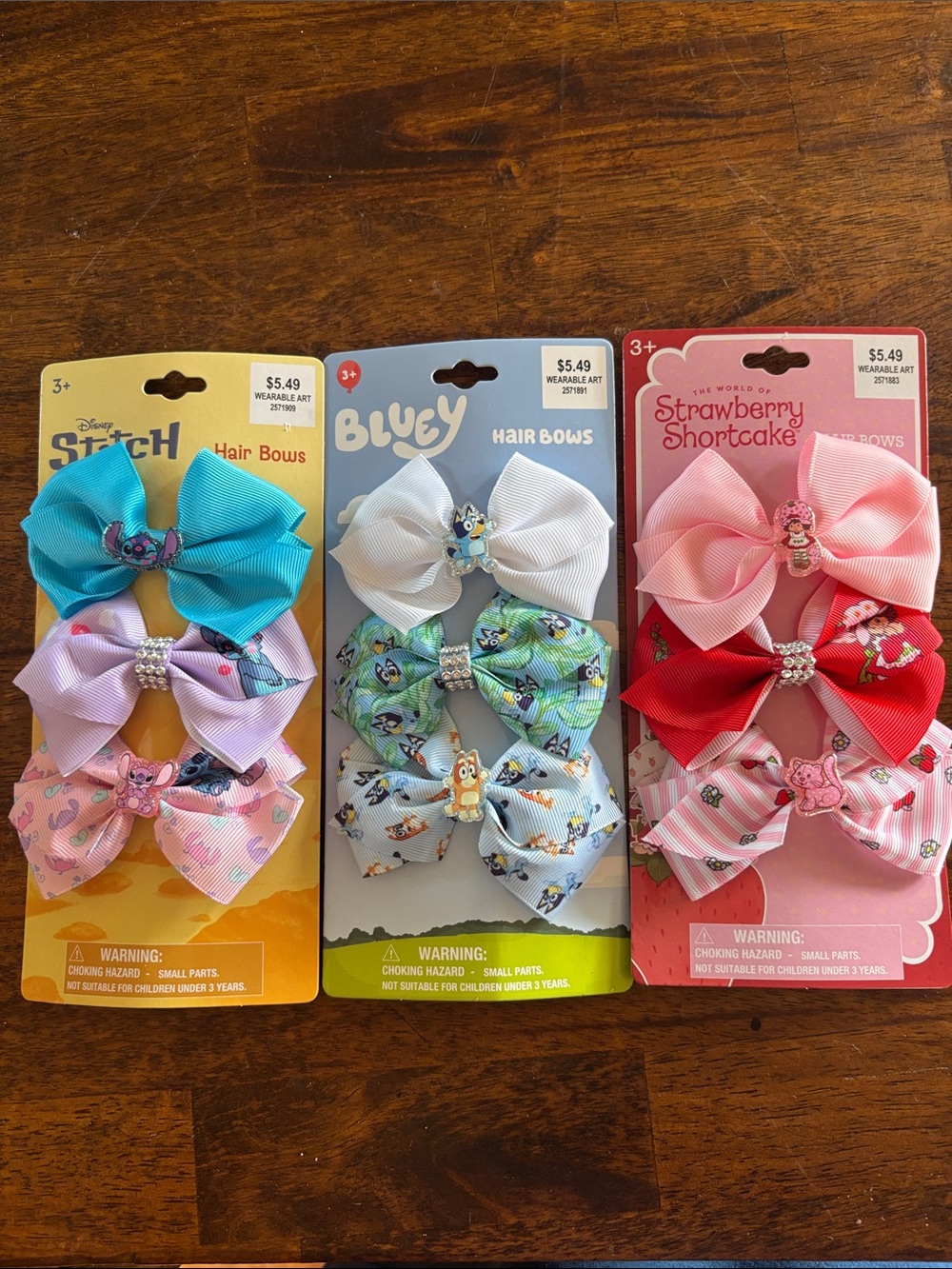 Hobby Lobby Kids Hair Bows Trio Pack - Blue, White, Pink & Red